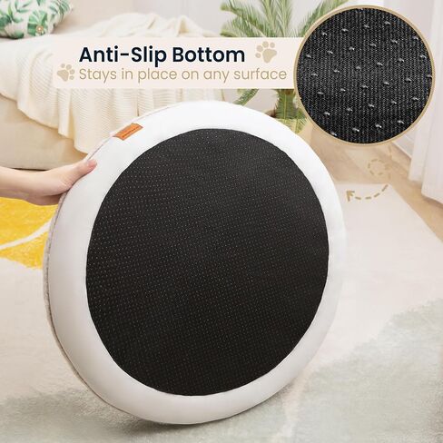 Round Donut Dog Bed – Luxury Orthopedic Dog Beds with Memory Foam – Calming Bolster Pet Bed, Water-Resistant, Washable Plush Cover, Premium Zipper – Small Dogs & Cats (21 Inches) in Saudi Arabia