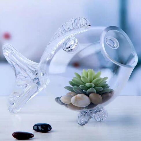 Fish Shaped fishbowls，Thickened high Transparency Glass，Turtle Goldfish Aquarium，for Office Lobby Bedroom Decoration (S) in Saudi Arabia