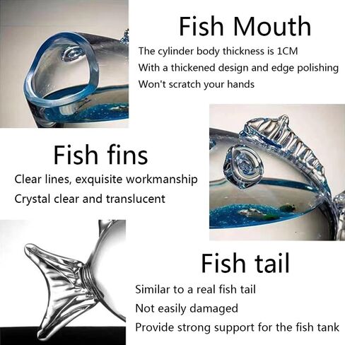Fish Shaped fishbowls，Thickened high Transparency Glass，Turtle Goldfish Aquarium，for Office Lobby Bedroom Decoration (S) in Saudi Arabia