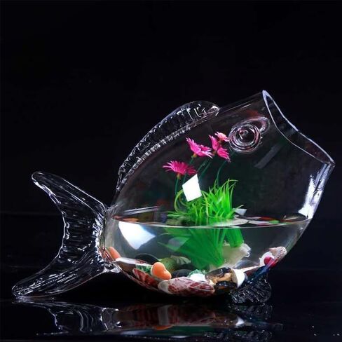 Fish Shaped fishbowls，Thickened high Transparency Glass，Turtle Goldfish Aquarium，for Office Lobby Bedroom Decoration (S) in Saudi Arabia