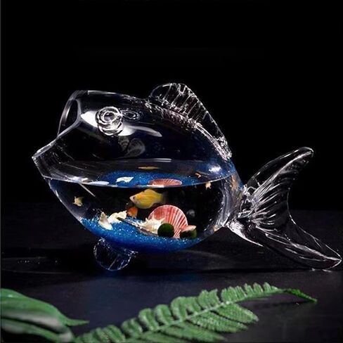 Fish Shaped fishbowls，Thickened high Transparency Glass，Turtle Goldfish Aquarium，for Office Lobby Bedroom Decoration (S) in Saudi Arabia