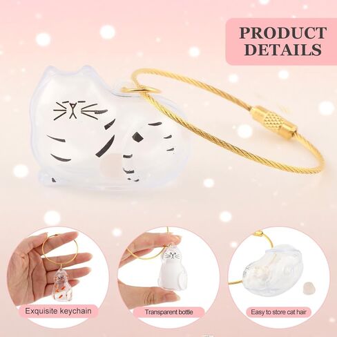 5pcs Cat Fur Storage Bottle Cat Hair Keychain Cats Hair Holder Keychain Bottle Pendants Capsule Toys Pet Hairs Container with Tweezers/Comb(Color:A) in Saudi Arabia