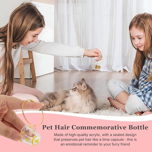 5pcs Cat Fur Storage Bottle Cat Hair Keychain Cats Hair Holder Keychain Bottle Pendants Capsule Toys Pet Hairs Container with Tweezers/Comb(Color:A) in Saudi Arabia