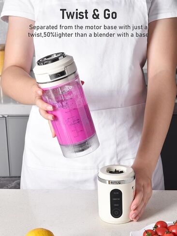 RITUS VORTEX Pro Portable Blender,Personal Blender w/Removable Vessel-for-Smoothies Blend Ice Crush 3 Programs,Cordless 20oz BPA Free Vessel Magnetic-Ring Dishwasher Safe, Leakproof，Grey in Kuwait