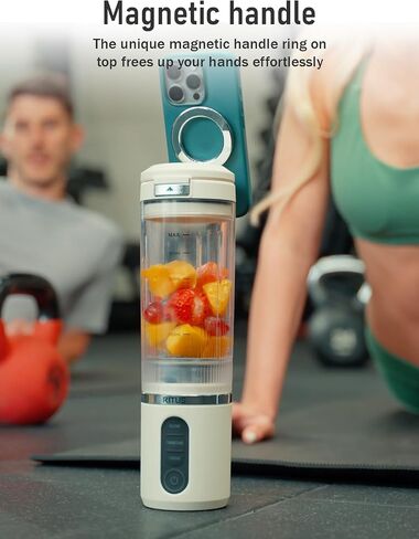 RITUS VORTEX Pro Portable Blender,Personal Blender w/Removable Vessel-for-Smoothies Blend Ice Crush 3 Programs,Cordless 20oz BPA Free Vessel Magnetic-Ring Dishwasher Safe, Leakproof，Grey in Kuwait