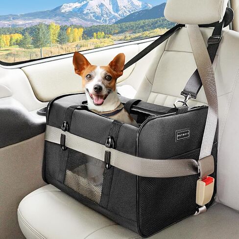Petsfit Travel Pet Carrier للقطط الكبيرة (حتى 20 رطلاً)، حامل سفر للسيارة للكلاب ذو جوانب ناعمة مع إبزيم حاصل على براءة اختراع وبطانة ناعمة، مثالي لرحلات الطريق بالسيارة، 19 × 12 × 12 بوصة، رمادي in Saudi Arabia