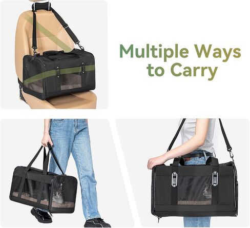 Petsfit Travel Pet Carrier للقطط الكبيرة (حتى 20 رطلاً)، حامل سفر للسيارة للكلاب ذو جوانب ناعمة مع إبزيم حاصل على براءة اختراع وبطانة ناعمة، مثالي لرحلات الطريق بالسيارة، 19 × 12 × 12 بوصة، رمادي in Saudi Arabia