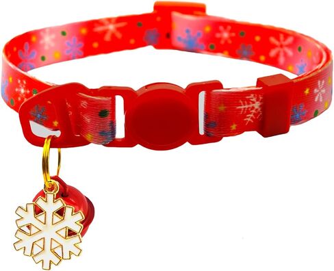 Christmas Cat Collars 2-Pack with Breakaway Safety Buckle, Adjustable 7.5-12.5 Inch Festive Kitten Collars with Removable Bell, Santa & Snowflake Design (Red+Green) in Saudi Arabia