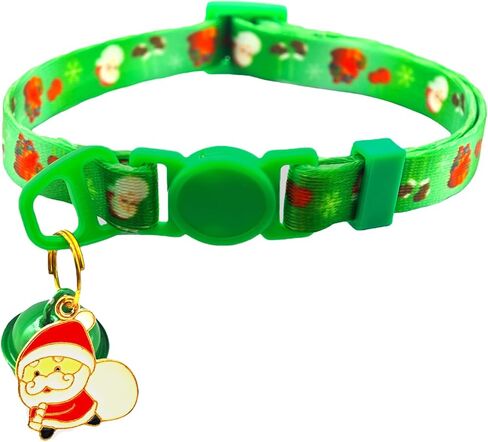 Christmas Cat Collars 2-Pack with Breakaway Safety Buckle, Adjustable 7.5-12.5 Inch Festive Kitten Collars with Removable Bell, Santa & Snowflake Design (Red+Green) in Saudi Arabia
