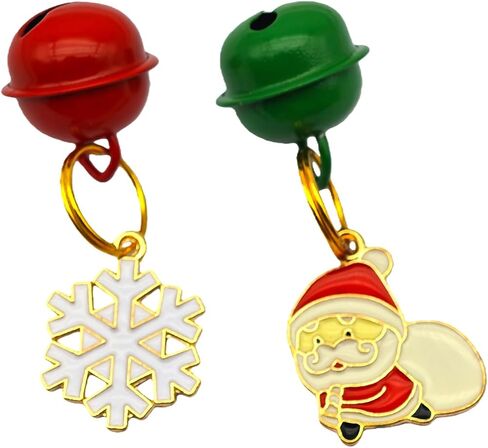 Christmas Cat Collars 2-Pack with Breakaway Safety Buckle, Adjustable 7.5-12.5 Inch Festive Kitten Collars with Removable Bell, Santa & Snowflake Design (Red+Green) in Saudi Arabia