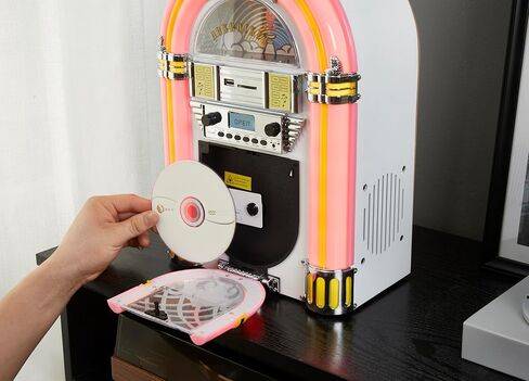 Arkrocket Athena Mini Jukebox/Tabletop CD Player/Bluetooth Speaker/Radio/USB and SD Card Player with Retro LED Lighting System (Black Golden) in Kuwait