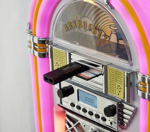 Arkrocket Athena Mini Jukebox/Tabletop CD Player/Bluetooth Speaker/Radio/USB and SD Card Player with Retro LED Lighting System (Black Golden) in Kuwait