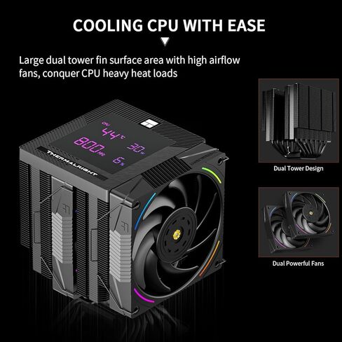 Thermalright Phantom Spirit 120 برودة وحدة المعالجة المركزية الرقمية للثلوج ، مراوح PWM مزدوجة ، 7 أنابيب حرارة تبريد وحدة المعالجة المركزية ، غطاء شاشة رقمية أعلى ، ل LGA1700/1851/1150/1151/1200/10/2011 ، AM4/AM5 ، COWNTONK COARNINC in Kuwait