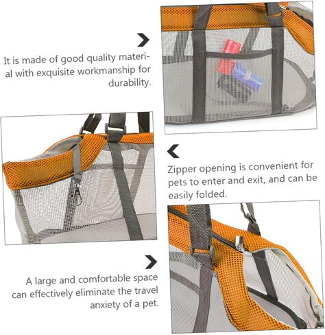 PRETYZOOM Large Puppy Carrier Bag with Breathable Mesh Nylon Pet Outdoor Handbag for Dogs and Cats Lightweight Dog Carrier Pocket for Hiking Camping Travel Orange in Saudi Arabia