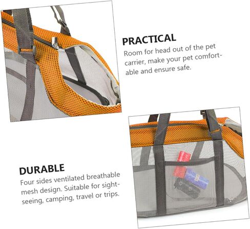 PRETYZOOM Large Puppy Carrier Bag with Breathable Mesh Nylon Pet Outdoor Handbag for Dogs and Cats Lightweight Dog Carrier Pocket for Hiking Camping Travel Orange in Saudi Arabia