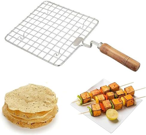 Expresso Papad Jali Roast, Paneer Grill, Roti Maker, Barbeque Jali Roaster Chapati Toast Grill Wooden Handle Vegetable tandoor net, Baigan Bharta (Combo) in Saudi Arabia