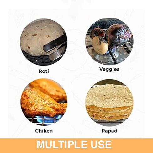 Expresso Papad Jali Roast, Paneer Grill, Roti Maker, Barbeque Jali Roaster Chapati Toast Grill Wooden Handle Vegetable tandoor net, Baigan Bharta (Combo) in Saudi Arabia
