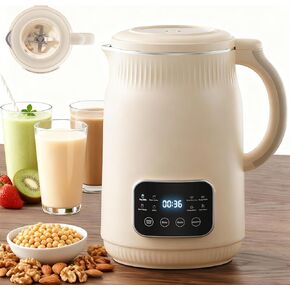 خلاط ماكينة صنع حليب الجوز سعة 50 أونصة (الفولاذ المقاوم للصدأ)، ماكينة صنع حليب الصويا الأوتوماتيكية 8 في 1 للنباتيين، حليب نباتي اللوز/جوز الهند/الشوفان محلي الصنع مع تأخير البدء لمدة 18 ساعة، الحفاظ على الدفء لمدة 6 ساعات، التنظيف الذاتي والماء المغلي in Kuwait