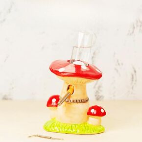 Ceramic Hamster Water Bottle with Stand & 80ML Water Bottle, Water Dispenser for Small Animal, Water Bottle Holder Auto Water Feeding Bottles for Syrian Dwarf Hamster Mice Gerbil (Mushroom Shape, Red) in Kuwait