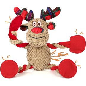 IOKHEIRA Christmas Dog Toys - Squeaky Dog for Small, Medium, and Large Dogs, Holiday Dog Toys with Organic Cotton, 5 Squeakers & Crinkle Papers, Soft Plush for Tug of War in Saudi Arabia