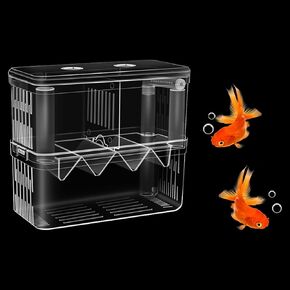 Double Room Breeding Box for Fish Tank, Fish Tank Aquarium Betta Guppy, PC Transparent Large Aquarium Kit More Convenient for You to Watch Ornamental Fish and Shrimps(Large) in Kuwait