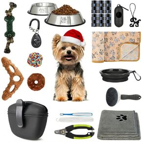 مجموعة لوازم الجراء للمبتدئين - مجموعة مستلزمات الجراء ومستلزمات الكلاب للكلاب الصغيرة، تتضمن أوعية وألعابًا وفرشاة أسنان وحقيبة مكافآت وأكثر من ذلك، هدايا ترحيب منزلية لجراءك الجدد - باللون الوردي in Kuwait