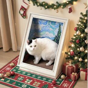 PETKARAY Cat Christmas Tree Cave Bed, Pre-Assembled Felt Cat Cave House, Cozy Kitten Hideaway with Plush Cushion, for Indoor Cats in Kuwait