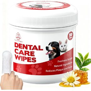 Pets & Pupps Dog Teeth Cleaning Wipes, Cats & Dogs Tooth Brushing Kit to Remove Plaque & Tartar Buildup, Dog Toothbrush and Toothpaste Alternative for Dog Breath Freshener & Dental Care, Unscented in Saudi Arabia
