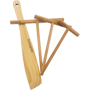 Kuchengerate Crepe Maker Set - 3.5" 5" 7" inc Spreader Stick & 12" inc Spatula Turner - T Shaped Structure - Handmade Natural Beech Wood - No Paint No Polish - Kitchen Decoratives in Saudi Arabia