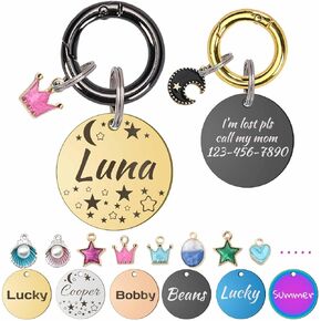 Stainless Steel Dogs Cats ID Tags, 14 Shapes Easy Open Ring Engraved Name Text for Pets in Saudi Arabia
