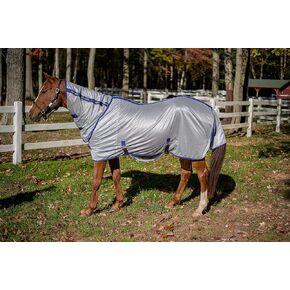 TuffRider Comfy Plus Standard Neck Fly Sheet - Quarry w/Ultramarine Trim -72 in Kuwait