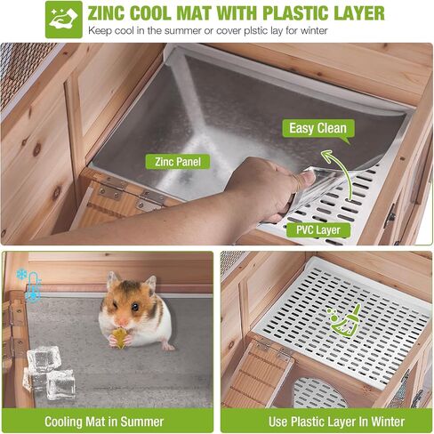GUTINNEEN Guinea Pig Cages with Anti Chewing Sturdy Plastic Floor and Cool Zinc Plate, Indoor Rabbit Hutch with Hideout and PVC Platform, Elevated Legs Hamster Cage 36.6" L (Nature) in Kuwait