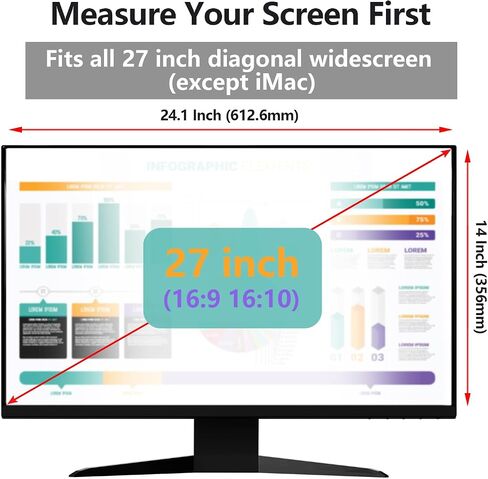 RedANGEL 【2 Pack】 27 Inch Privacy Screen Protector for 16:9/16:10 Widescreen Monitors-Blue Light Blocking,Hanging Design, Anti-Scratch for Desktop Computers in Saudi Arabia