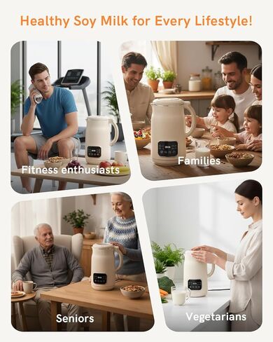خلاط ماكينة صنع حليب الجوز سعة 50 أونصة (الفولاذ المقاوم للصدأ)، ماكينة صنع حليب الصويا الأوتوماتيكية 8 في 1 للنباتيين، حليب نباتي اللوز/جوز الهند/الشوفان محلي الصنع مع تأخير البدء لمدة 18 ساعة، الحفاظ على الدفء لمدة 6 ساعات، التنظيف الذاتي والماء المغلي in Kuwait