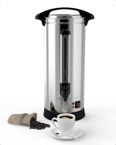 110 Cup Coffee Urn, 16L/3.51Gal Large Capacity Stainless Steel Hot Beverage Dispenser, Fast Brew Rapid Extraction, Auto Temperature Control Faucet, Commercial Coffee Maker for Party Buffet Catering in Saudi Arabia