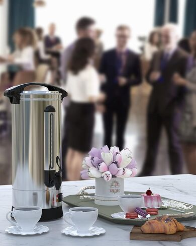 110 Cup Coffee Urn, 16L/3.51Gal Large Capacity Stainless Steel Hot Beverage Dispenser, Fast Brew Rapid Extraction, Auto Temperature Control Faucet, Commercial Coffee Maker for Party Buffet Catering in Saudi Arabia