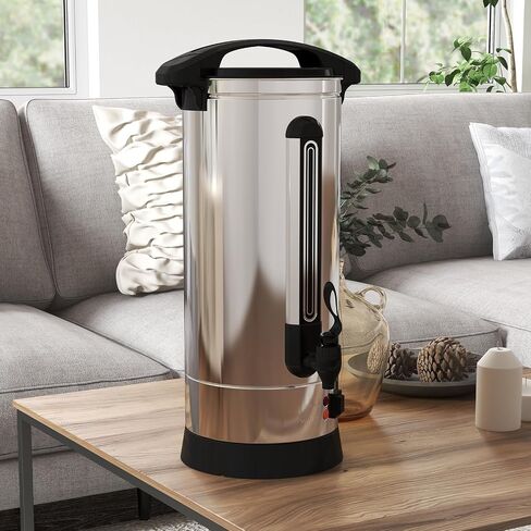 110 Cup Coffee Urn, 16L/3.51Gal Large Capacity Stainless Steel Hot Beverage Dispenser, Fast Brew Rapid Extraction, Auto Temperature Control Faucet, Commercial Coffee Maker for Party Buffet Catering in Saudi Arabia