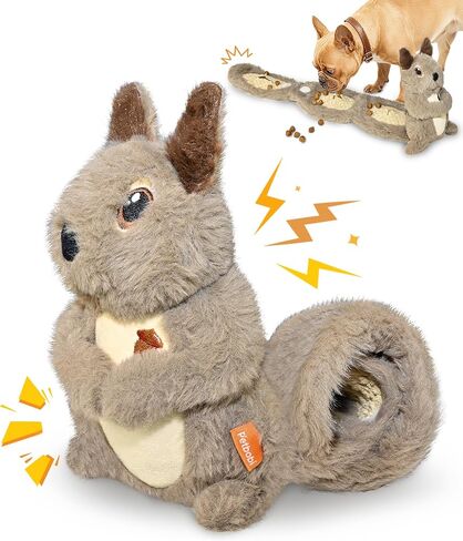 Petbobi Squeaky Dog Toy – Interactive Plush Squirrel Enrichment Toy with Treat-Hiding Pockets & Slow Feeder Puzzle for Small & Medium Dogs | Keeps Dogs Busy, Relieves Boredom & Anxiety in Saudi Arabia