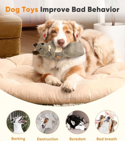 Petbobi Squeaky Dog Toy – Interactive Plush Squirrel Enrichment Toy with Treat-Hiding Pockets & Slow Feeder Puzzle for Small & Medium Dogs | Keeps Dogs Busy, Relieves Boredom & Anxiety in Saudi Arabia