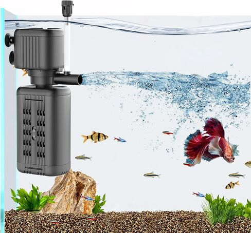 40-150 Gallon Internal Aquarium Filter, 4-in-1 Submersible Power Fish Tank Filter with Water Pump, Wave Maker & Air Bubbler for Large Fish Tanks, Turtle Tanks, and Koi Ponds（25W ） in Kuwait