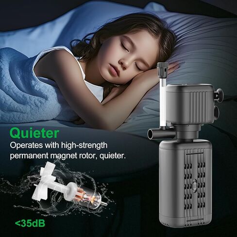 40-150 Gallon Internal Aquarium Filter, 4-in-1 Submersible Power Fish Tank Filter with Water Pump, Wave Maker & Air Bubbler for Large Fish Tanks, Turtle Tanks, and Koi Ponds（25W ） in Kuwait