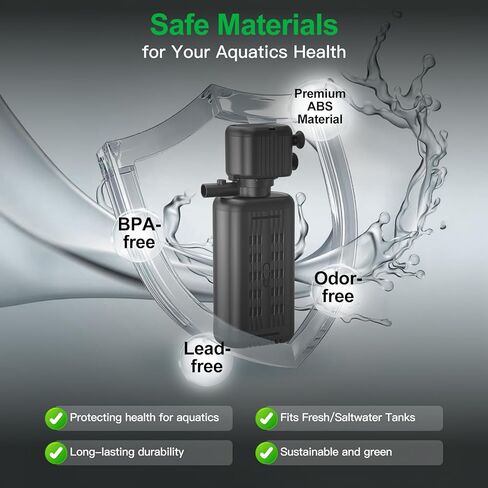 40-150 Gallon Internal Aquarium Filter, 4-in-1 Submersible Power Fish Tank Filter with Water Pump, Wave Maker & Air Bubbler for Large Fish Tanks, Turtle Tanks, and Koi Ponds（25W ） in Kuwait