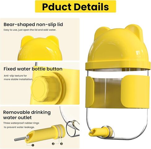 11 Fl Oz No Mess Hanging Water Dispenser,Leak-Proof Automatic Bird Water Feeder,Small Animal Water Bottle for Guinea Pigs,Chinchillas,Ferrets,Parrots,Squirrels,Rats,Bunnies (White) in Kuwait