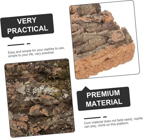 Totority Natural Cork Bark Reptile Decor Climbing Platform Rough Texture Background for Gecko Lizard Snake Habitat Terrarium Accessories in Saudi Arabia