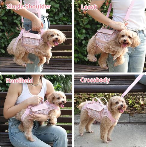 Dog Lift Harness Backpack for Small Dogs Cats, Adjustable Straps Dog Sling Carrier Full Body for Hiking, Travel, Outdoor – Pink Medium in Kuwait