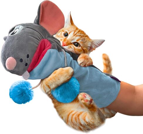 Pounce & Purr™ Meow Mitt Wearable Cat Toy – “Pip S. Queek" Plush Mitten with Catnip & Silvervine, Crinkle Sounds, Dangling Arms & 2-Layer Protection for Bonding Play with Cats & Kittens (Mouse) in Saudi Arabia