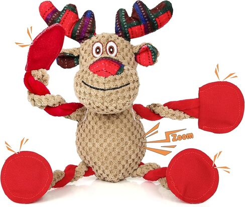 IOKHEIRA Christmas Dog Toys - Squeaky Dog for Small, Medium, and Large Dogs, Holiday Dog Toys with Organic Cotton, 5 Squeakers & Crinkle Papers, Soft Plush for Tug of War in Saudi Arabia
