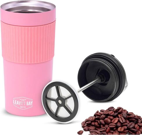 Portable French Press Travel Mug – Insulated Stainless Steel French Press Mug for Hot or Cold Brew – Durable Travel Coffee Maker – On-the-Go Tea & Coffee Maker (Army Green) in Saudi Arabia