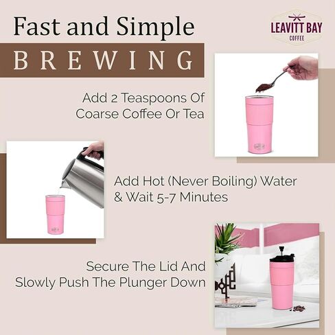 Portable French Press Travel Mug – Insulated Stainless Steel French Press Mug for Hot or Cold Brew – Durable Travel Coffee Maker – On-the-Go Tea & Coffee Maker (Army Green) in Saudi Arabia