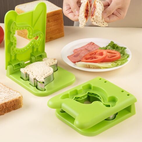 Sandwich Cutter and Sealer | Leak-Proof Press for Perfect Shapes | Seals Thick Sandwiches | Dishwasher Safe, BPA-Free (Green) in Saudi Arabia
